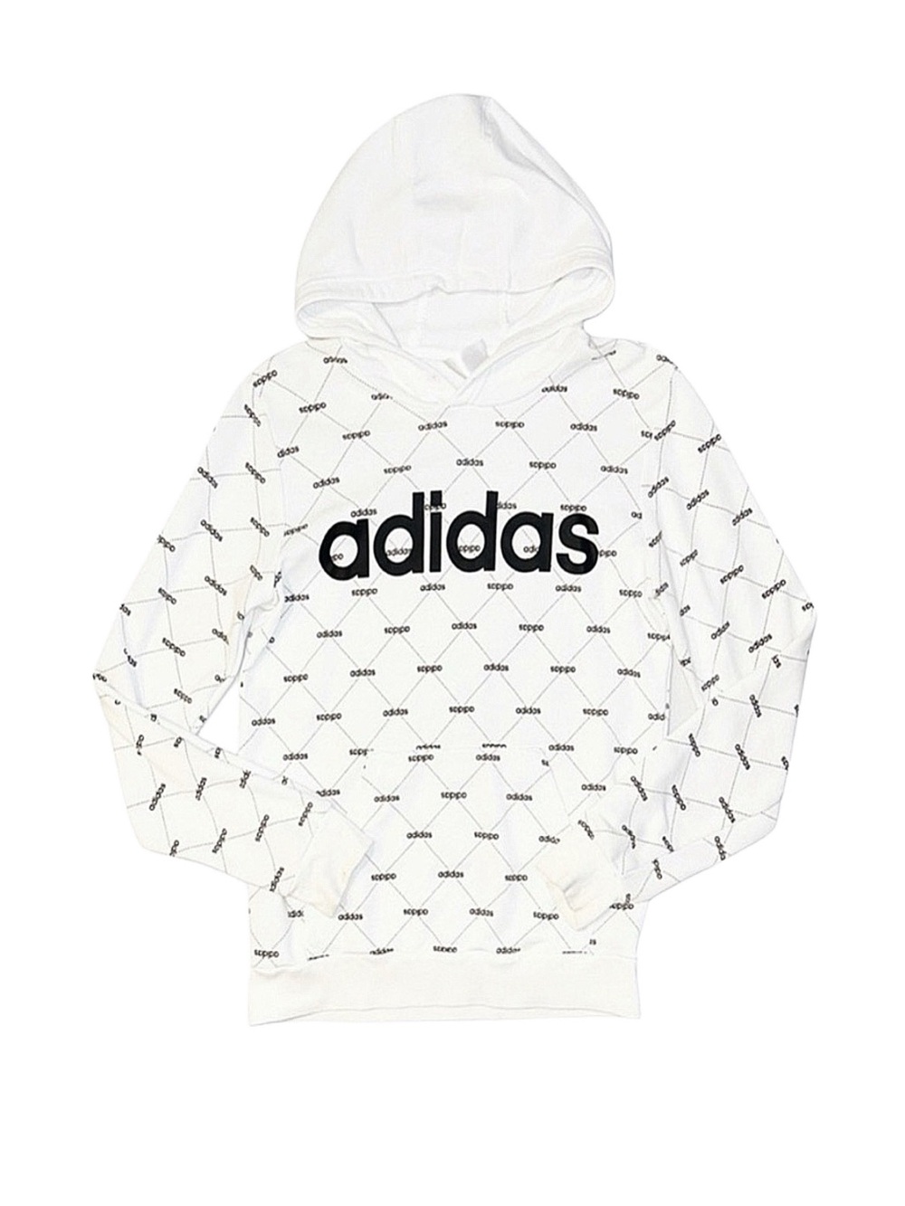 ADIDAS Men's White And Black Long Sleeve Hoodie Size Small